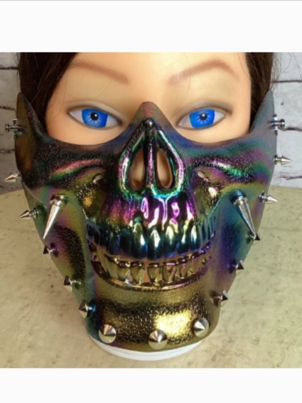 Chrome Finish Scary Skull Half Mask Plastic Halloween Mask